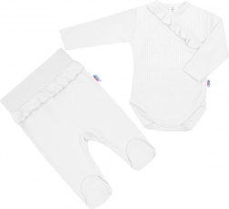 2‑częściowy zestaw niemowlęcy NEW BABY Stripes – biały, bawełniane body i półśpiochy