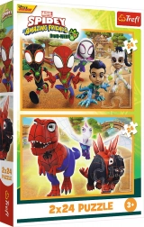 Puzzle 2×24 SPIDEY i dinozaury Trefl