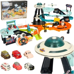 Kosmiczny tor samochodowy z kierownicą