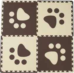 Piankowy dywanik dla niemowląt z brązowymi i beżowymi brzegami