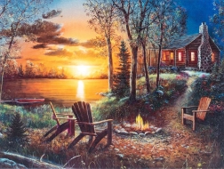 Diamentowe malowanie – dom nad jeziorem 30 × 40 cm