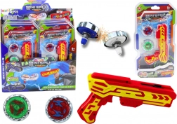 Pistolet wyrzutniowy z 2 metalowymi żyroskopami ze światłami – czerwony