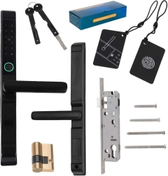 Inteligentny zamek drzwiowy z klawiaturą, odciskiem palca i kartą