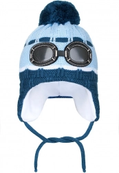 Zimowa czapka dziecięca NEW BABY z okularami, szara