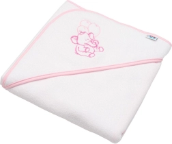Dziecięcy ręcznik frotte z kapturkiem NEW BABY 80 × 80 cm – biały, słonik