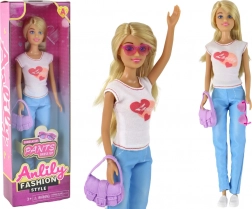 Lalka Anlily z długimi blond włosami i dodatkami – Biała