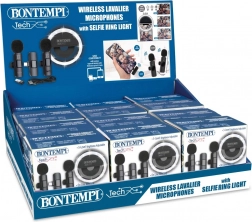 Mini pierścieniowe światło i para bezprzewodowych mikrofonów krawatowych USB‑C