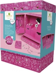 Dziecięca szkatułka na biżuterię z biżuterią i organizerem