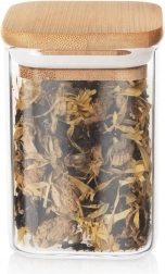 Szklany pojemnik na produkty sypkie 200 ml z bambusową pokrywką i uszczelką