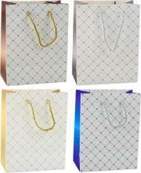 Papierowa torebka prezentowa z błyszczącymi serduszkami 23 x 18 x 10,5 cm