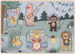 FREE2PLAY drewniana układanka dźwiękowa – zwierzątka z dżungli