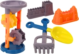 Zestaw do piasku Młynek do piasku Łopatka Grabki Foremki Pomarańczowy