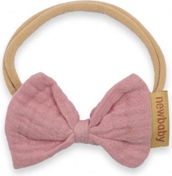 opaska dla niemowląt New Baby różowa muślinowa