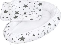 Luksusowy kokon z kołderką dla niemowląt New Baby szare gwiazdki