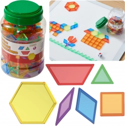 MASTERKIDZ montessori mozaika tangram z przezroczystych kształtów geometrycznych, 140 szt.