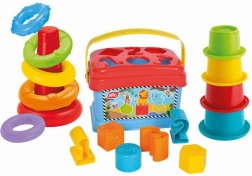 Zestaw do zabawy 3 w 1 - wkładanka, piramida i kubeczki
