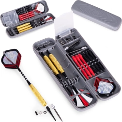 Zestaw 3 metalowych rzutek na tarcze sizalowe 17 g z mosiężnymi korpusami i etui