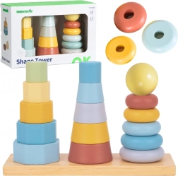Tooky Toy drewniana wieża sortująca – Montessori trzy wieże