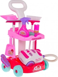 Dziecięcy zestaw do sprzątania z interaktywnym odkurzaczem i wózkiem