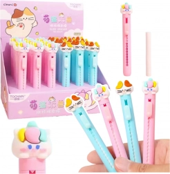 Wysuwana gumka z figurką kotka niebieska różowa