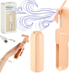 Mini składany wentylator stołowy USB różowy