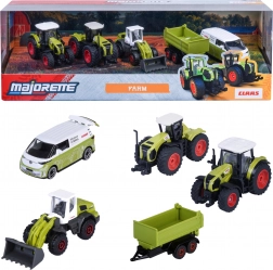 Majorette Claas Farm zestaw 5 pojazdów – traktory, przyczepa i Volkswagen