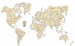 Drewniana mapa zwierząt świata 3D, rozmiar M
