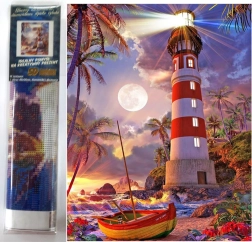 Diamentowe malowanie Latarnia morska 30x40 cm