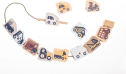 Cubika pastelowe nawlekane pojazdy – drewniany zestaw do nawlekania