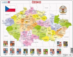 Larsen puzzle Mapa Republiki Czeskiej z krajami 70 elementów