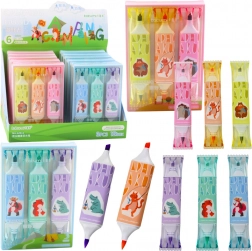 Zestaw zakreślaczy z motywem zwierząt, różowy i niebieski, dwie końcówki, 3 szt.