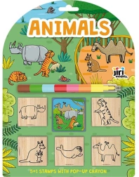 Zestaw pieczątek Zwierzęta z kredką woskową