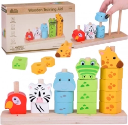 Drewniana układanka ze zwierzątkami do nauki kolorów i liczb