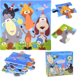Piankowe puzzle ze zwierzątkami – kolorowa mata dla niemowląt 90 × 90 cm