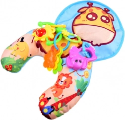 Stabilizująca poduszka dla niemowląt z grzechotkami i szeleszczącą podkładką – Żyrafa