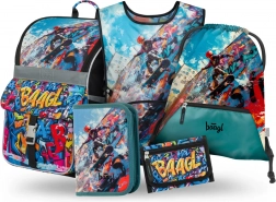 Zestaw dla uczniów Zippy Skatepark: tornister, piórnik, worek, fartuch i portfel