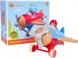 Drewniany niebieski samolot ze światłami i dźwiękami