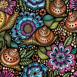 Kwadratowe puzzle Q Life: ślimaki na kwiatach, 72 elementy