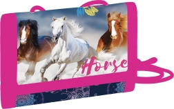 Dziecięcy tekstylny portfel z motywem konia na rzep