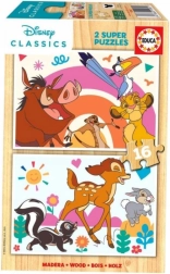 Educa drewniane puzzle Król Lew i Bambi 2 x 16 elementów