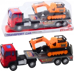 Zestaw ciężarówka z naczepą i koparka gąsienicowa