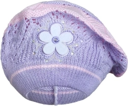 Dzianinowy beret New Baby fioletowy dla dzieci 3–4 lata