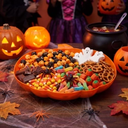 Pomarańczowa halloweenowa miska do serwowania w kształcie dyni