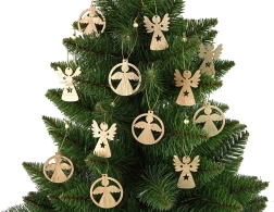 Bożonarodzeniowe drewniane ozdoby aniołki na choinkę 12 szt.