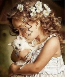 Mozaika diamentowa - Dziewczyna z kociątkiem