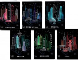 Szkolny zeszyt A4 Premium Metallic z motywem miast