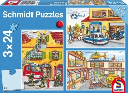 Puzzle policja, straż pożarna i ratownicy 3x24 elementy