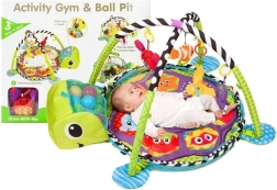 Edukacyjna mata do zabawy dla niemowląt Żółw 3w1 z basenikiem i piłeczkami