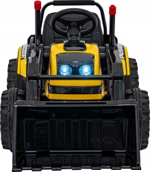 Dziecięcy elektryczny buldożer z łyżką, 12 V, zdalne sterowanie, łagodny start, FM radio i LED – żółty