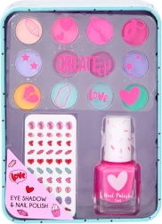 Dziecięcy zestaw cieni do powiek i lakierów do paznokci w metalowym pudełku